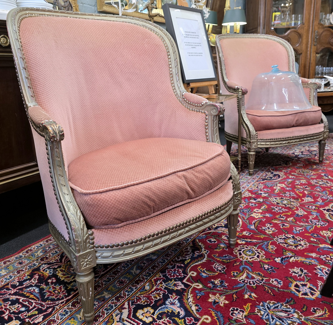 A pair of French 'Bergère en Gondole' Armchairs 